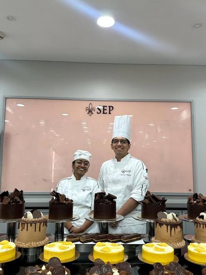 A week of learning to make classical cakes, ending with a beautiful buffet of all our hard work. Pictured here with my mentor, who guided us through it all.