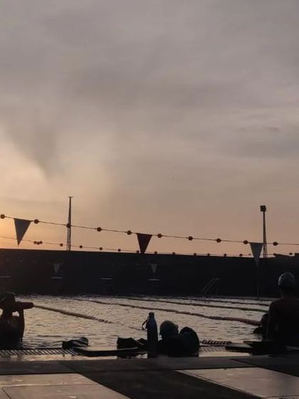 There's nothing quite like a sunrise swim. Our competitive team gets their weekend training in as the day begins. It's a peaceful but powerful start to a tough session.