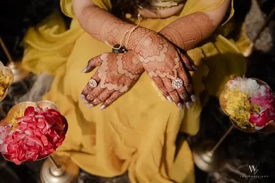 An overhead shot showing the lovely stain on the back of the hands. The color is even and rich.