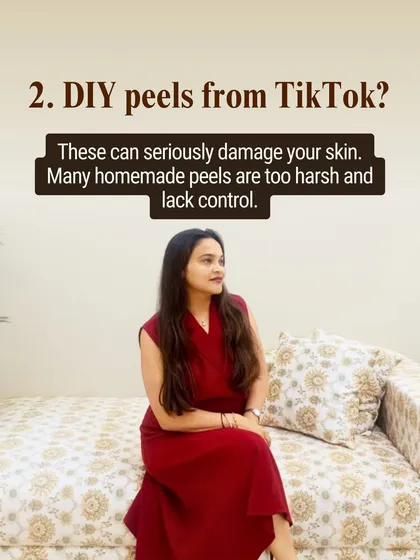 Myth: DIY peels from TikTok are safe. Reality: Many homemade peels are too harsh and lack control, which can seriously damage your skin barrier and cause chemical burns or pigmentation.