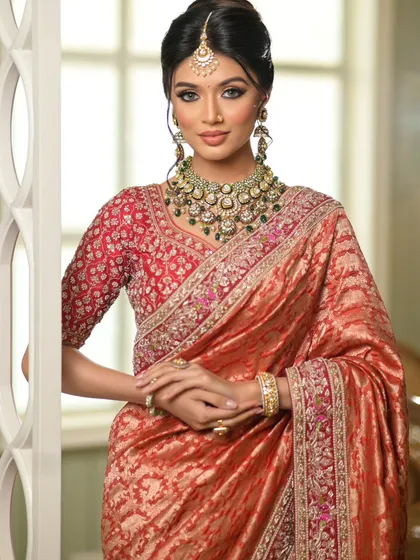A close-up portrait that captures the essence of this traditional yet glamorous look.