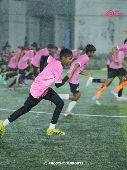 Our players having fun and showing their speed during a rainy training session for Navratri.