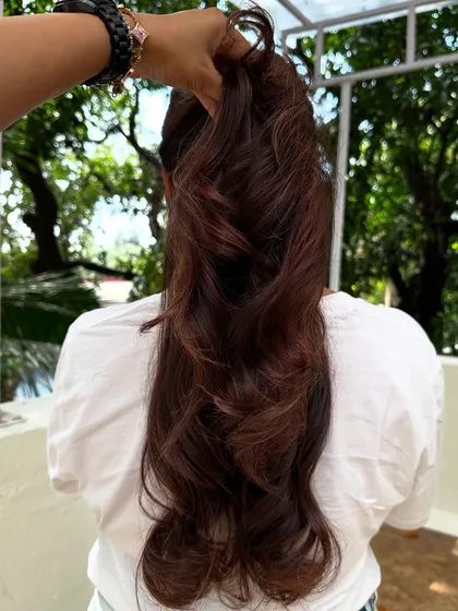 Getting her birthday-ready with this stunning 'Chocolate Mahogany Brown'. The red undertones in the mahogany add a beautiful warmth and richness to the deep chocolate base.