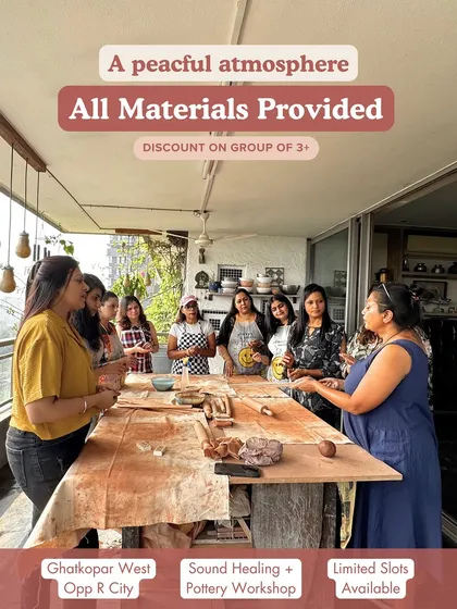 We offer a unique 2-in-1 workshop that combines a calming Sound Healing session with a hands-on pottery workshop.