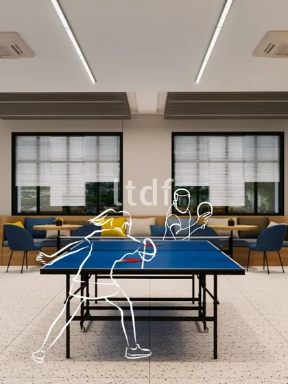 This breakout space blends recreation with reflection, encouraging pause, movement, and mind resets. The design supports human experiences in motion, creating a haven for relaxation and play that invites moments of calm, connection, and joy.