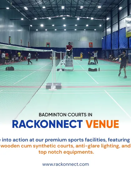 This is the standard you can expect at Rackonnect. Our premium indoor courts feature anti-glare lighting and BWF-certified wooden or synthetic surfaces, ensuring the perfect playing conditions for every game.