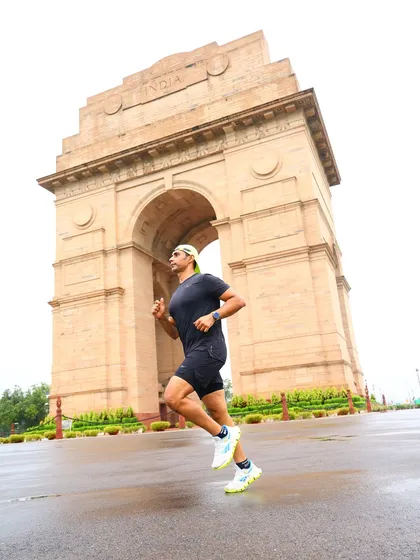 Another angle of my run at India Gate. I practice what I preach, leading by example in every session.