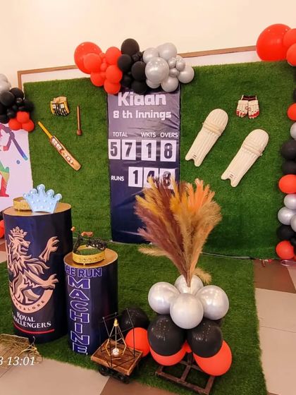 A wide shot of the entire cricket party stage, a perfect setup for any young sports fan.