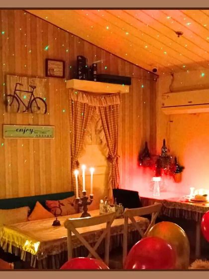 Another look at our private dining space, ready for a celebration. The combination of starry lights and candlelight creates a magical ambiance for an exclusive dinner.