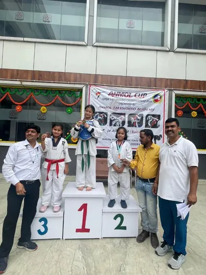 The next generation of champions. Here are the winners on the podium at our own Anmol Cup Open Taekwondo Championship, inspiring future athletes.
