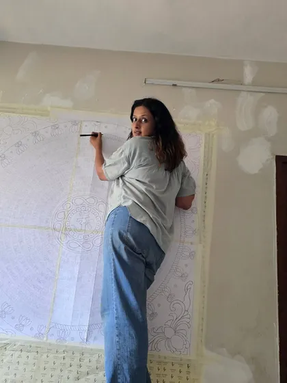 Life lately. A photo from my April dump, showing me working on a large-scale drawing on my studio wall. I'm so grateful for every moment of this journey.