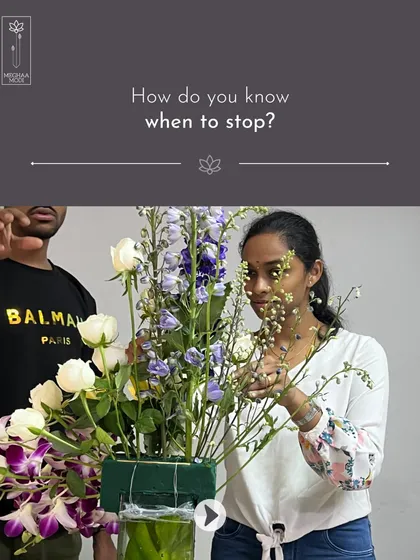 "How do you know when to stop?" This is a critical question I pose to my students. Here, a student is carefully considering her next move, learning to develop a designer's eye for balance and restraint.