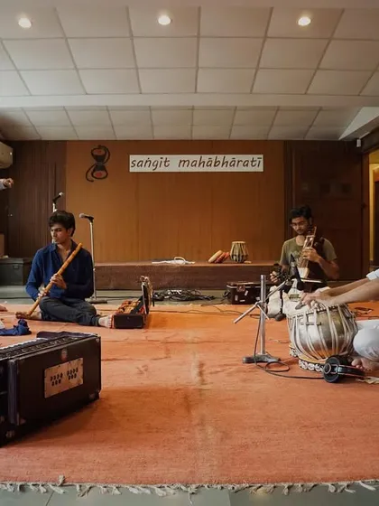 The full Araj band during a practice session for the 'Chakra' album. The band features Ishaan Ghosh, Pratik Singh, Vanraj Shastri, and Sakash.