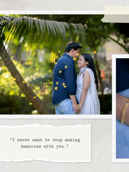 A beautiful moment with flower petals showering a couple, creating a magical and romantic pre-wedding photograph. This style adds a touch of dreaminess to any outdoor shoot.