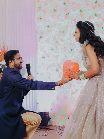 A sweet and playful proposal on stage during the engagement ceremony. I make sure to capture these unique, personal touches that couples add to their day.