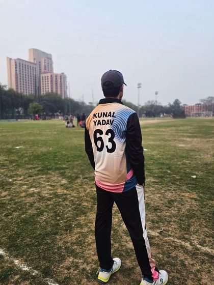On the cricket field, ready for the SCBA Cricket tournament. I have some unfinished business from last year and am aiming to win with my team.