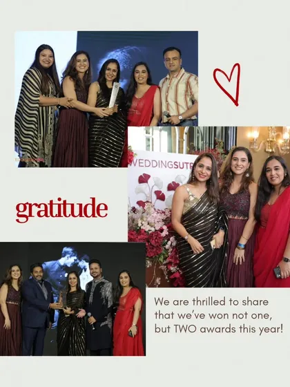 We are thrilled to have won not one, but two awards from WeddingSutra this year. This collage is a small glimpse into our gratitude for the recognition and the journey.