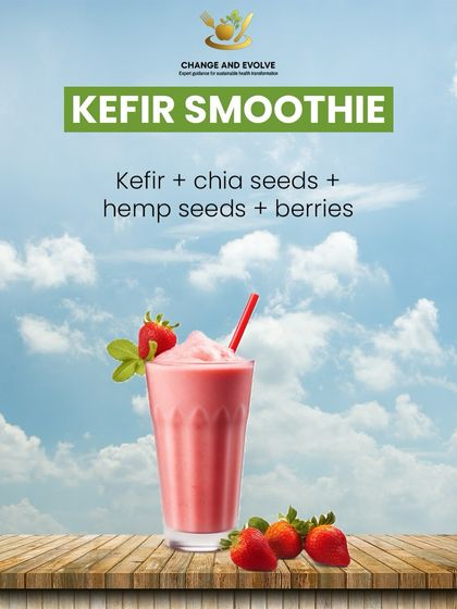 A kefir smoothie with chia seeds, hemp seeds, and berries is packed with probiotics and anti-inflammatory ingredients.