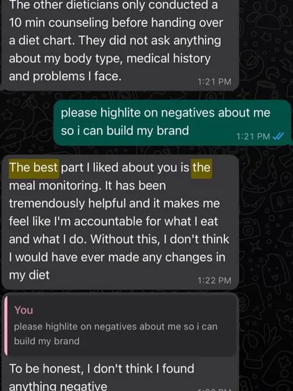 This client's feedback highlights the most important part of my service: daily meal monitoring. This accountability is what creates lasting change and ensures you are supported throughout your entire journey.