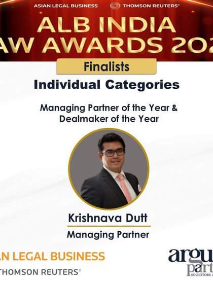 I was personally shortlisted as a finalist for Managing Partner of the Year and Dealmaker of the Year at the ALB India Law Awards 2024.