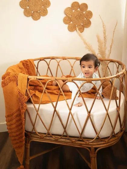 Getting ready to explore. This shot captures the excitement and energy of a baby who has just learned to move around and investigate their world.
