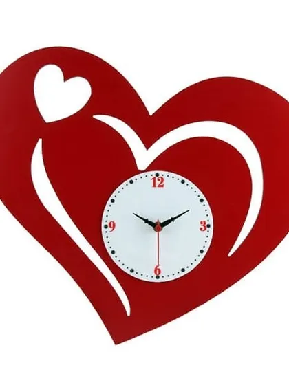 This heart-shaped wall clock is a lovely piece of decor for a couple's room. The bold red design adds a touch of romance while being a functional timepiece.