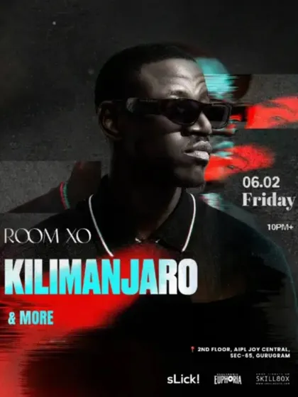 A poster for an Afro House night at Room XO featuring DJ Kilimanjaro.