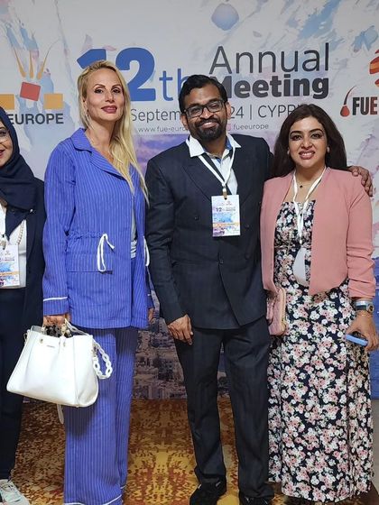 Networking with colleagues from around the world at the 12th Annual FUE Europe Meeting in Cyprus.