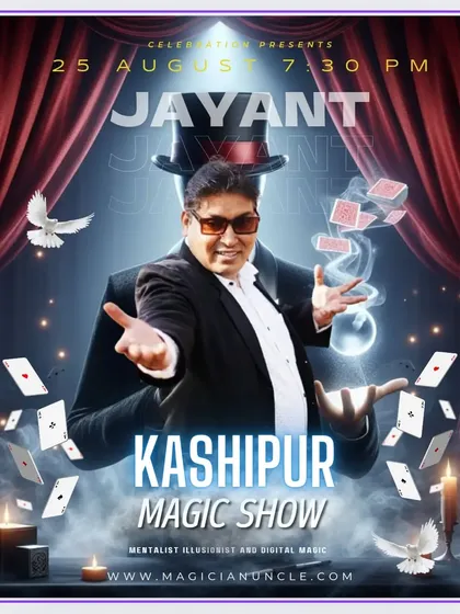 My show poster for a performance in Kashipur, Uttarakhand. I travel all over India to share my magic with new audiences.