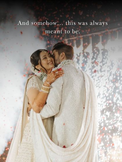 A magical moment with cold pyrotechnics in the background, this photo feels like it was always meant to be.