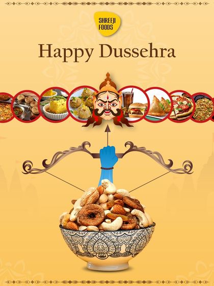 On Dussehra, we celebrate the victory of good over evil. Choose healthy snacks like my dry fruits over junk food for a triumphant celebration.
