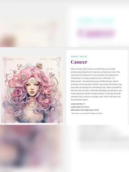 Here is a preview of the Cancer weekly horoscope from my website. The readings explore themes of endings and new beginnings, helping you navigate life's cycles.