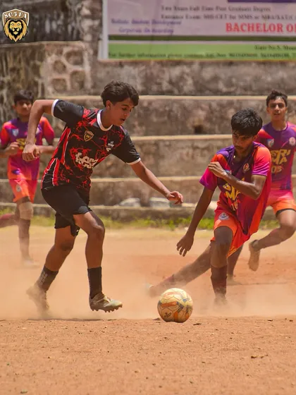 Action from the U17 Youth Championship on a dirt pitch. Our players are adaptable and ready to compete on any surface.
