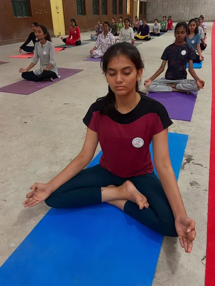 It's a privilege to guide the next generation. This young scholar at the Lila Poonawalla Foundation is in a moment of quiet meditation, learning tools to manage academic pressure and cultivate inner calm.