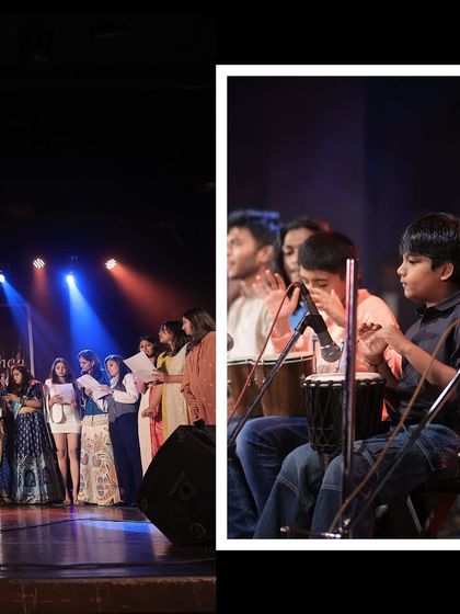 A core memory from our 2025 Annual Concert. This collage captures students on percussion and our vocal choir, showcasing the variety of talent on one stage.