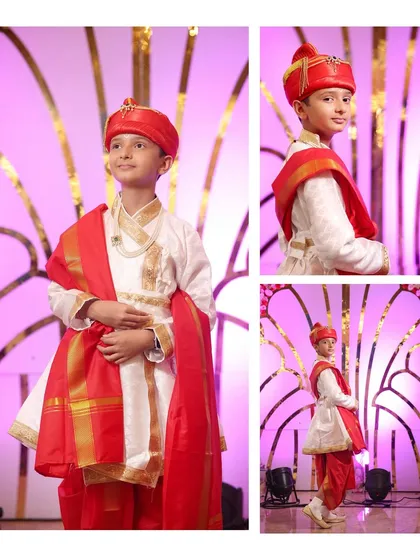 Beyond candid shots, I also take time for classic portraits during events. Here is a collage of Shreeyan in his traditional attire for his 10th birthday, showcasing a formal and regal look against a clean backdrop. These are perfect for framing.