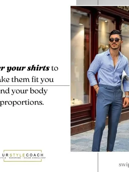 A simple alteration can make a world of difference. I always advise my clients to have their shirts tailored to fit their specific body proportions, as this instantly creates a sharper, more customized appearance.