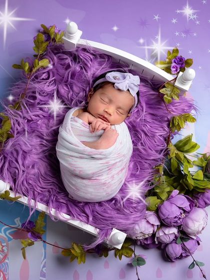 The same princess-themed setup with added sparkle effects, making the digital backdrop even more magical for this little princess.