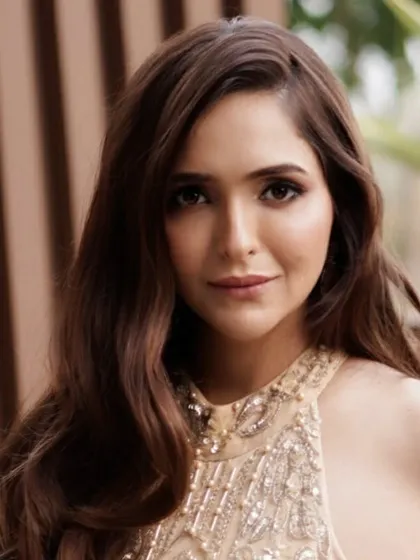 A beautiful portrait of Sonam, ready for her event. Her makeup is glamorous yet refined, with a focus on glowing skin and softly defined eyes.