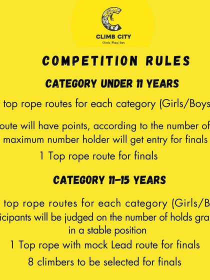 The rules are simple and fair. We have clear guidelines for each age category, focusing on a point system based on holds reached to ensure a transparent and competitive event.