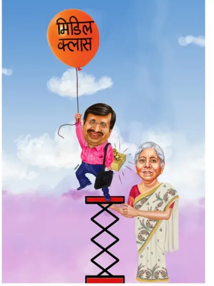 A special cartoon for Navodaya Times on the Union Budget, showing its impact on the middle class.
