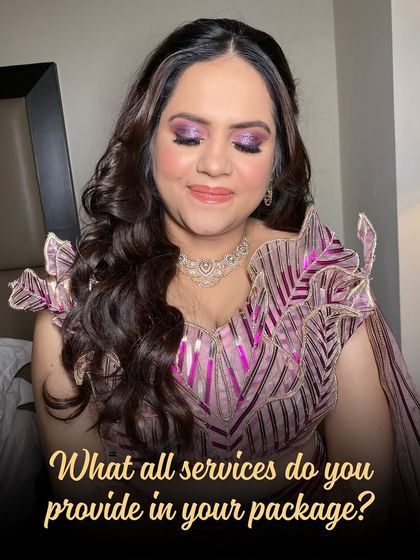 A bold and beautiful look for an evening function. The shimmering purple eyeshadow makes a statement, paired with flawless skin and a neutral lip to balance the look. This shows the services included in my package, from hair to makeup.