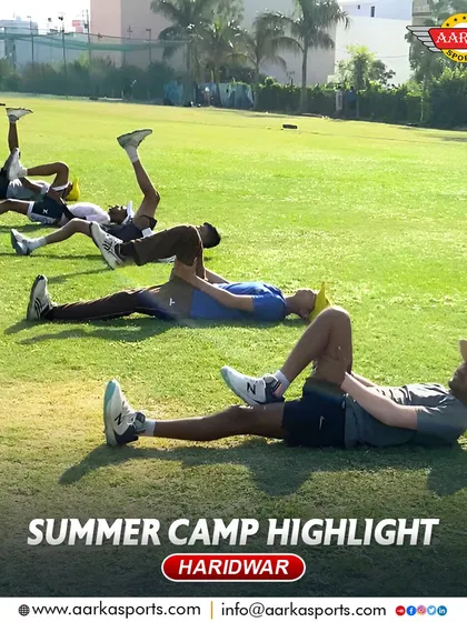 Leg stretches are crucial for flexibility and preventing injuries. My students are seen here during a cool-down session at the Haridwar summer camp.