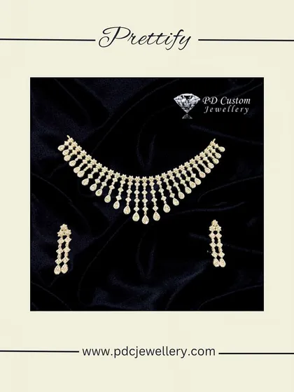 A delicate and pretty diamond necklace set with a cascading drop design. This lightweight set is perfect for pre-wedding functions or for bridesmaids who want an elegant touch of sparkle.