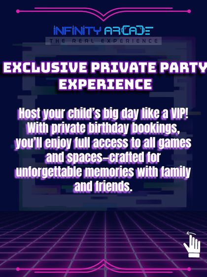 Host your child's big day like a VIP with our exclusive private party bookings. You get the entire space to yourselves, with full access to all games for an unforgettable day with family and friends.