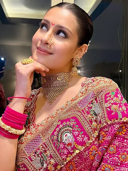 Another beautiful close-up of Isha Malviya. The makeup highlights her expressive eyes and flawless complexion.
