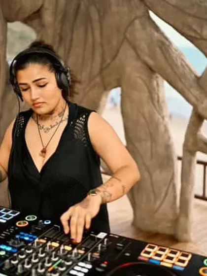 Focused on the mix at Clara, Goa, with the beach in the background.