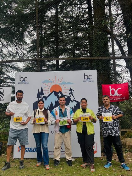 The Adapt Fitness Club squad at the Indrahar Summit Run. We train together, we travel together, and we conquer challenges together.