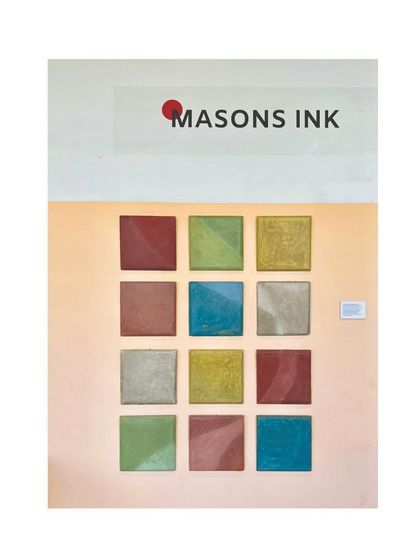 The grid of Tadelakt tiles, each with a unique hue, shows the versatility of this natural material. It was part of our interactive exhibit at the Red Fort.