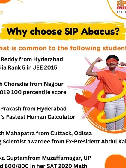 What do a JEE top ranker, a CAT 100 percentile scorer, and the World's Fastest Human Calculator have in common? They are all alumni of the SIP Abacus program.
